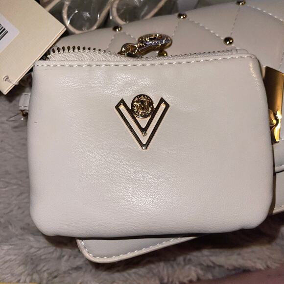 Valentino Orlandi Medium Bone Quilted Studded Crossbody Bag New With Tags - Picture 8 of 9